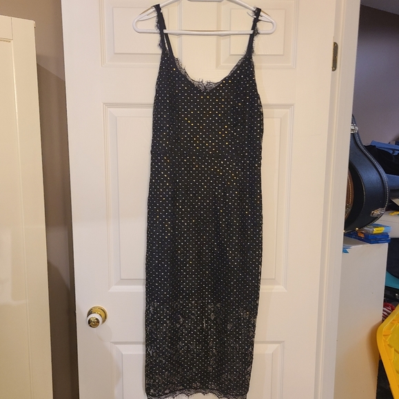 3/$75 - Black & Gold Stuffed Black Lace Dress - Rachel Roy - 10 - Picture 1 of 6